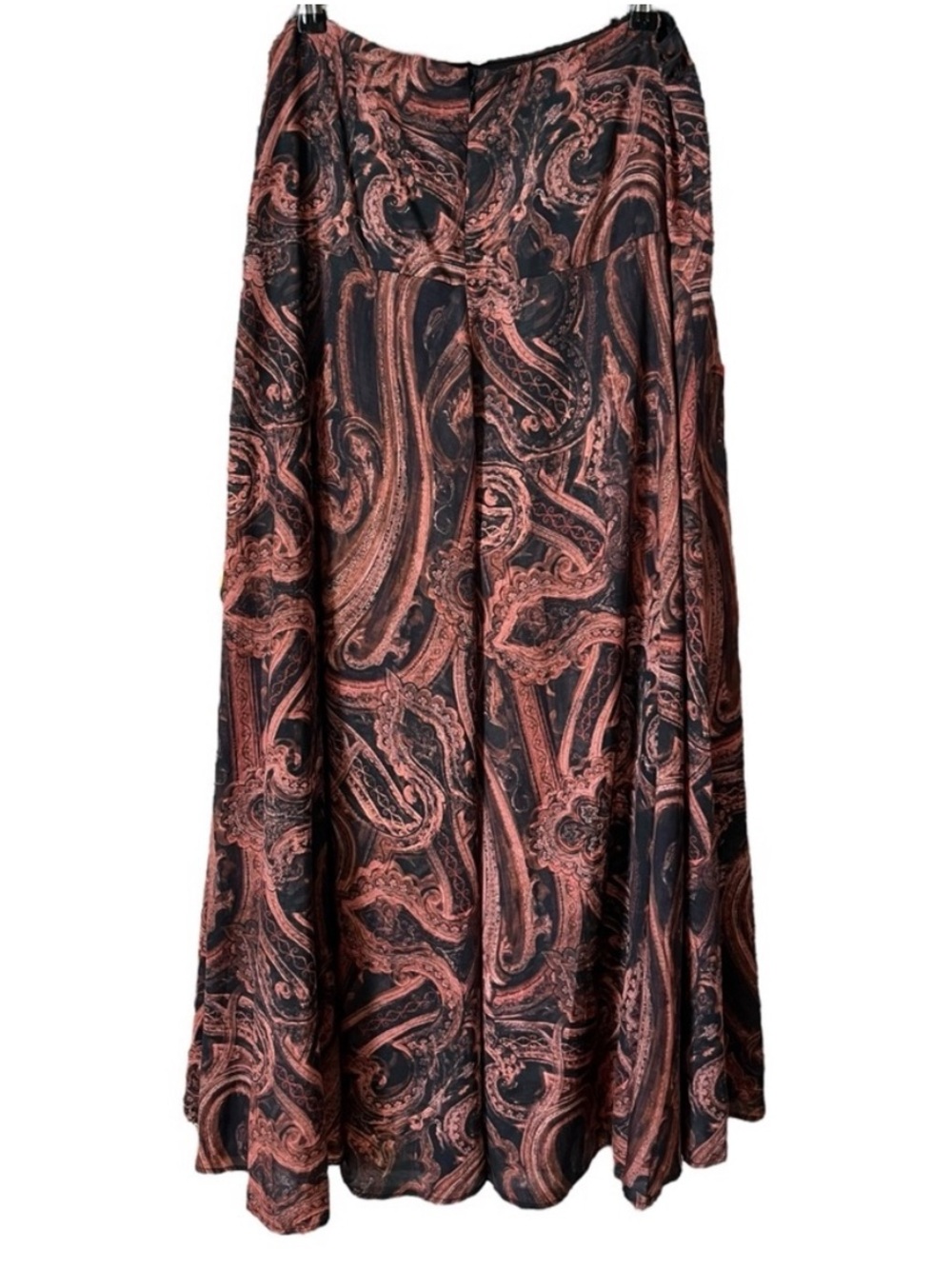 Peruvian Connection Fantasia Paisley Print Flowy A-Line Midi Skirt Lined Boho 10